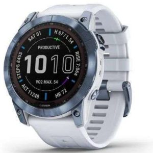 FENIX 7X SAPPHIRE SOLAR MINERAL BLUE DLC TITANIUM WITH WHITESTONE BAND # 010-02541-14 GARMIN