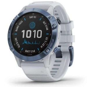 FENIX 6 PRO SOLAR EDITION MINERAL BLUE WITH WHITESTONE BRAND 010-02410-21 GARMIN