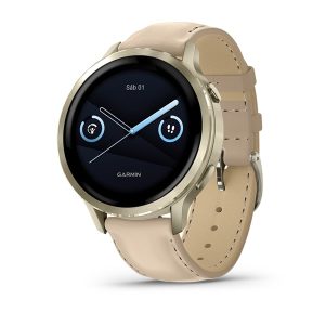 GPS VENU 4 41 MM ORO LUNAR CON BLANCO HUESO FAJA CUERO #010-03013-03 GARMIN