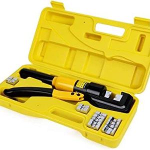 TENAZA CRIMPADORA HWC007000 DE 10 TONELADAS PARA TERMINALES DE CABLES DE BATERÍA CON TROQUELES
