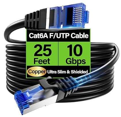 CABLE RJ45 CAT6A BLINDADO 7.5M NEGRO 10GBPS TUOKAJU CAT6-25-RJ45