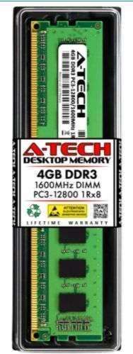 MEMORIA RAM A-TECH - RAM DDR3 (4 GB, 12800 1RX8 1,5)), AT4G1D3D1600NS8N15V