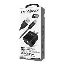 CARGADOR USB DOBLE CASA 5V CHARGE WORX CX3210BK C/CABLE USB C