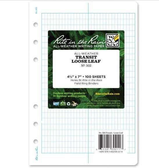 PAPEL CONTRA AGUA RITE IN THE RAIN 4-5/8 X 7" UNIVERSAL 49366 PAQ. 100 HOJAS #372