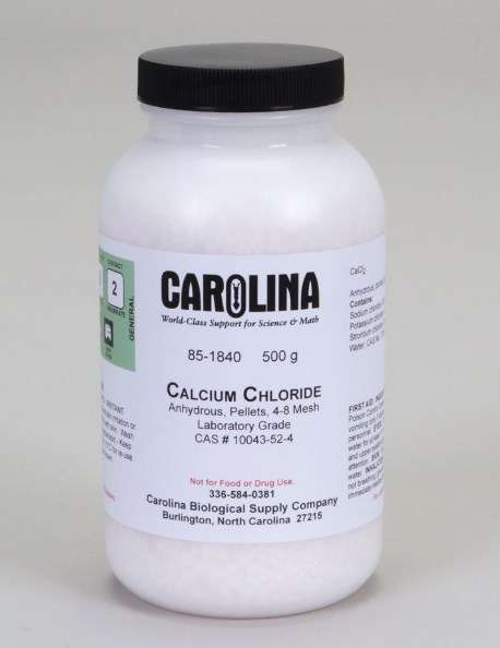 CLORURO DE CALCIO, ANHIDRO, GRANULOS, MALLA DE 4 A 8, 500G #851840 CAROLINA BIOLOGICAL