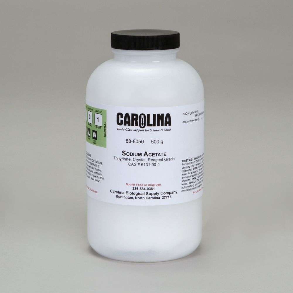 ACETATO DE SODIO TRIHIDRATADO, CRISTALINO GRADO LABORATORIO 500G #888050 CAROLINA BIOLOGICAL