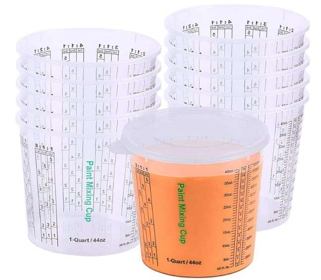 VASOS PLASTICOS PARA MEZCLA PINTURA 44OZ PAQ. 12 CON 3 TAPAS CANOPUS B0863KLTWJ