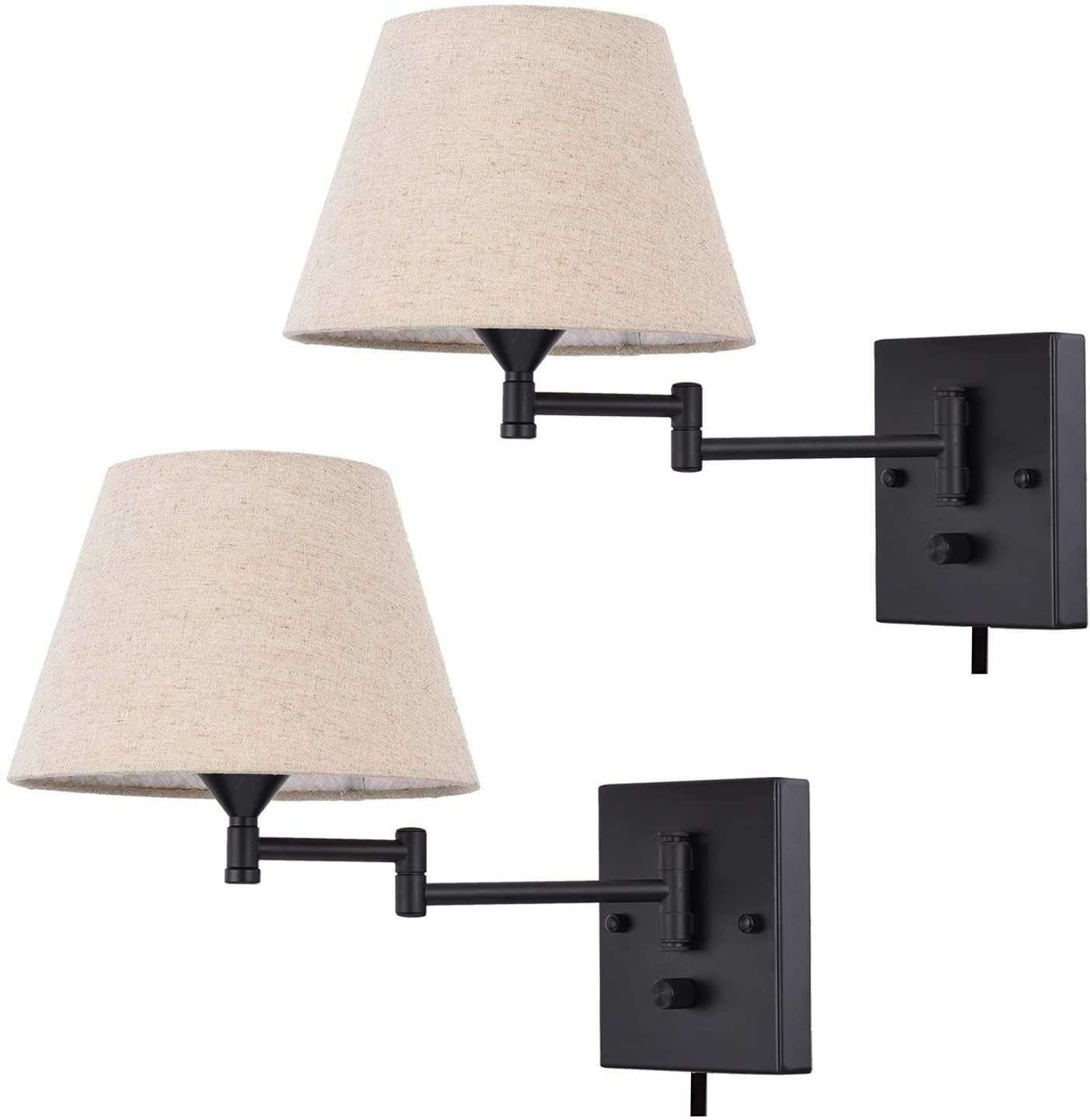 SET DE 2 LAMPARAS PAUWER B07XNRMG9F BRAZO OSCILANTE, COLOR BEIGE