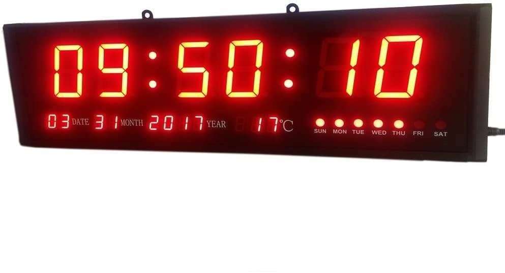RELOJ PARED DIGITAL LED 16" CONTROL REMOTO HOURNOUR B0DHPKM43S