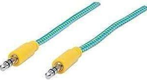 CABLE DE AUDIO TRENZADO VERDE AZULADO/ AMARILLO